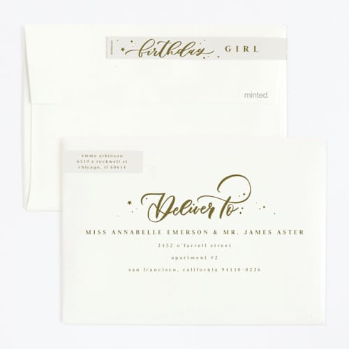 This is a pudding kids birthday invitations with foil pressed by Anastasia Makarova called birthday swirls printing on signature in standard