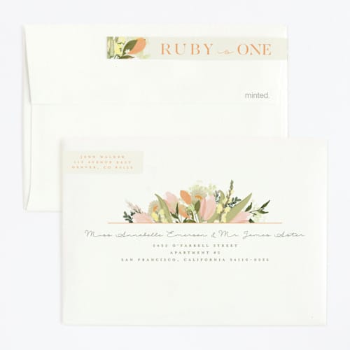 This is a sherbert kids birthday invitations with foil pressed by Grace Kreinbrink called shimmering floral one printing on signature in standard