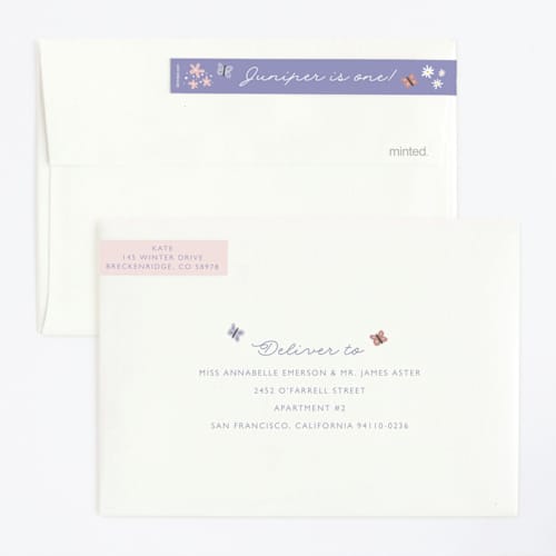 This is a wisteria kids birthday invitations with foil pressed by Hudson meet Rose called garden printing on signature in standard