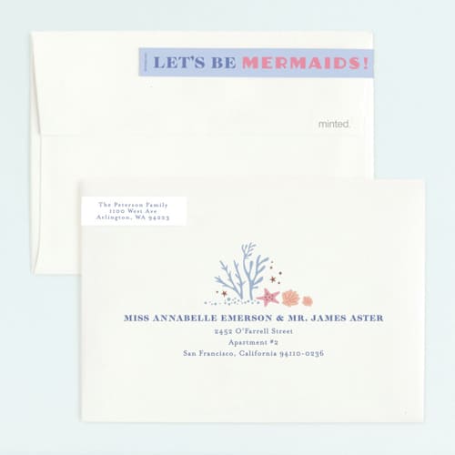 This is a lake kids birthday invitations with foil pressed by Karidy Walker called lets be mermaid printing on signature in standard