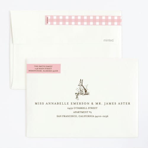 This is a blush kids birthday invitations with standard by Megan Davis called classic bunny printing on signature in standard