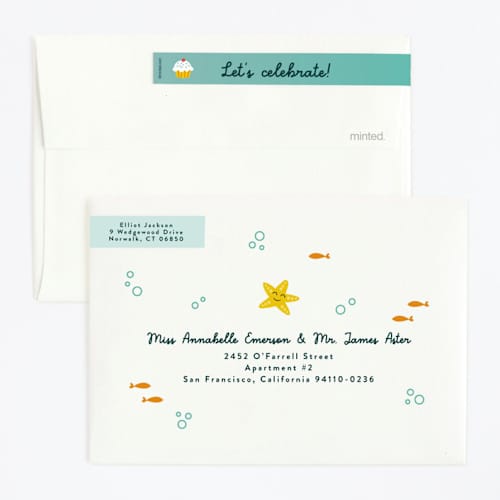 This is a sea kids birthday invitations with standard by Annie Holmquist called underwater fun printing on signature in standard