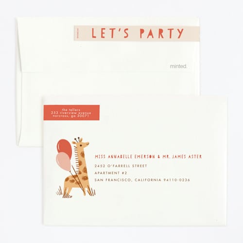 This is a poppy kids birthday invitations with standard by Vivian Yiwing called it's a party printing on signature in standard