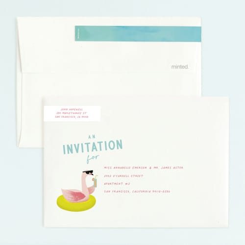 This is a lime kids birthday invitations with standard by Lori Wemple called flamingo printing on signature in standard