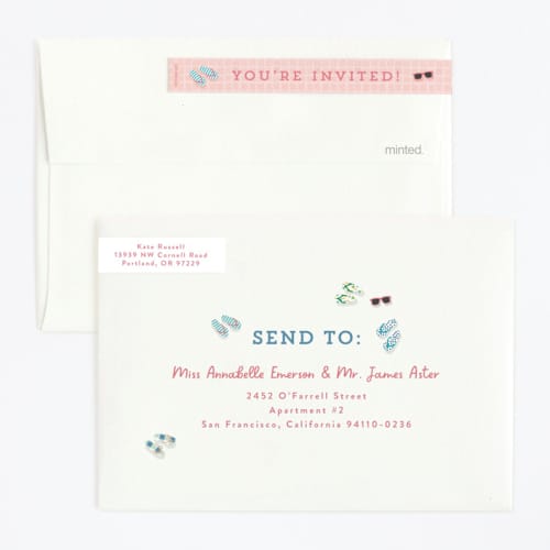 This is a coral kids birthday invitations with standard by Lisa McLean called cool pool party printing on signature in standard