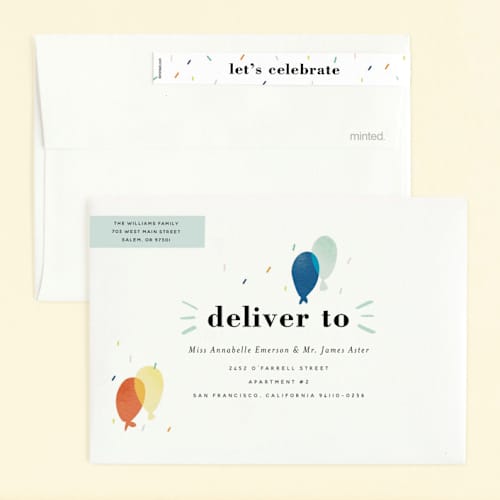 This is a sea kids birthday invitations with standard by Stephanie Hawkes called balloon overlay printing on signature in standard