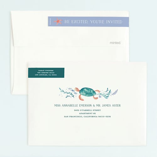 This is a lavender waters kids birthday invitations with standard by Sarah Knight called sea party printing on signature in standard