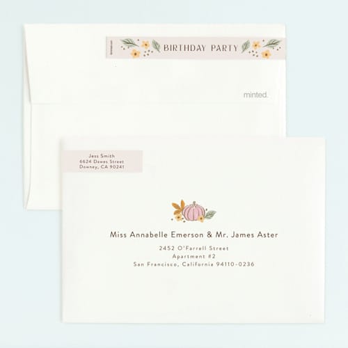 This is a pudding kids birthday invitations with standard by Cass Loh called pastel pumpkins printing on signature in standard