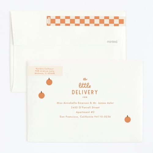 This is a pumpkin kids birthday invitations with standard by Baumbirdy called a little pumpkin printing on signature in standard