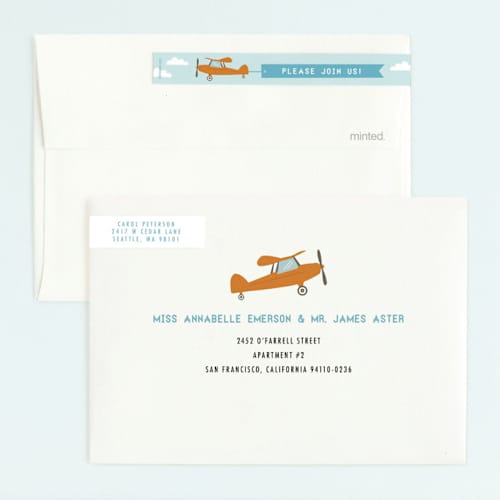 This is a sky kids birthday invitations with standard by Karidy Walker called airplane news stream printing on signature in standard