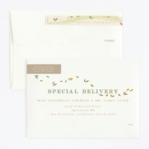 This is a southern cream kids birthday invitations with standard by Kate Ross called disney princess tiana's dress printing on signature in standard