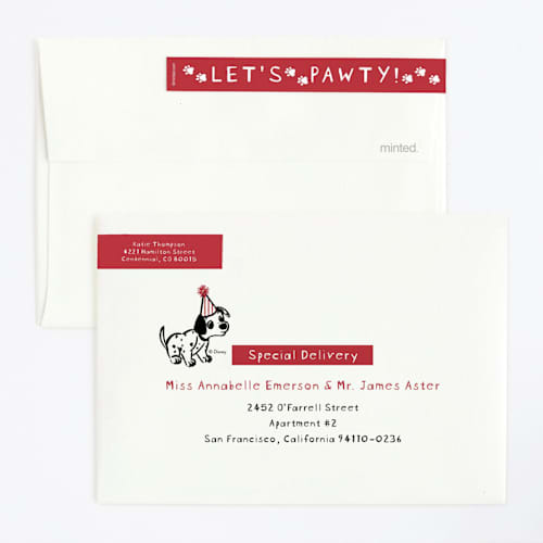 This is a firetruck kids birthday invitations with standard by Jenna Holcomb called disney's 101 dalmatians pool pawty printing on signature in standard