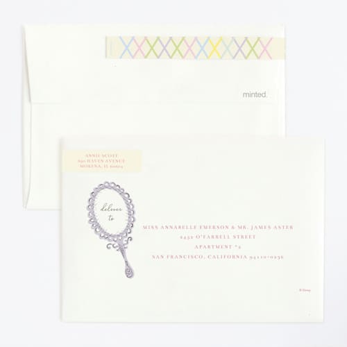 This is a vanilla kids birthday invitations with standard by Baumbirdy called disney princess mirrors printing on signature in standard