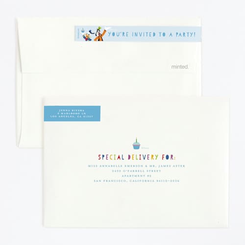 This is a sky kids birthday invitations with standard by Madhvi Samimi called disney mickey & friends birthday train printing on signature in standard