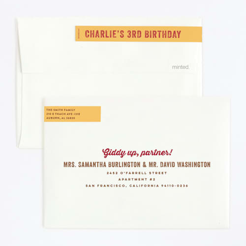This is a vanilla kids birthday invitations with standard by Jessie Steury called disney and pixar's cowboy friends printing on signature in standard
