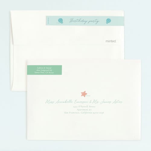 This is a aquamarine kids birthday invitations with standard by Sabrin Deirani called disney's ariel under the sea printing on signature in standard