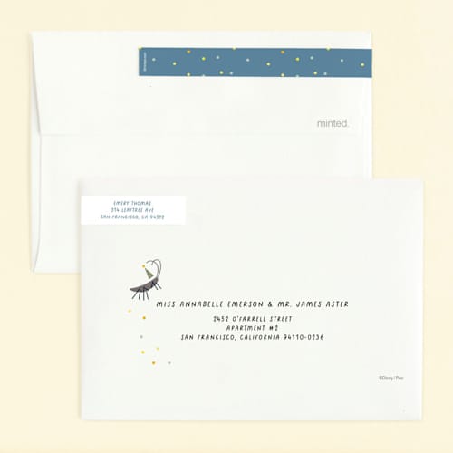 This is a pearl kids birthday invitations with standard by Ani Somi called disney and pixar's wall-e and hal printing on signature in standard