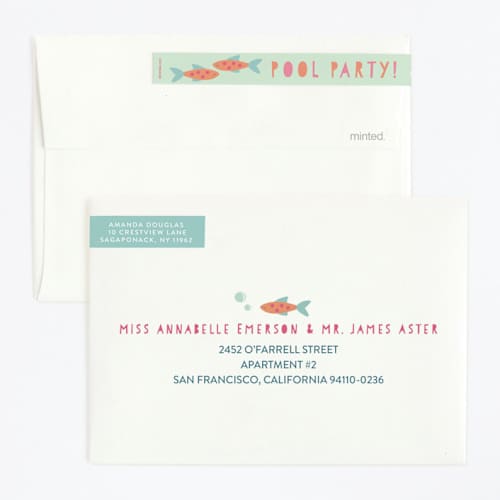 This is a coral kids birthday invitations with standard by peetie design called sirena printing on signature in standard