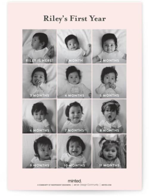 This is a blush kids birthday invitations with standard by Genna Blackburn called big script printing on signature in standard