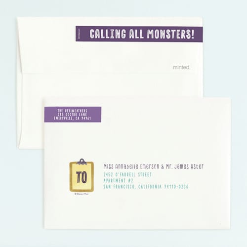 This is a roar kids birthday invitations with standard by curiouszhi called disney and pixar's monster's inc party door printing on signature in standard