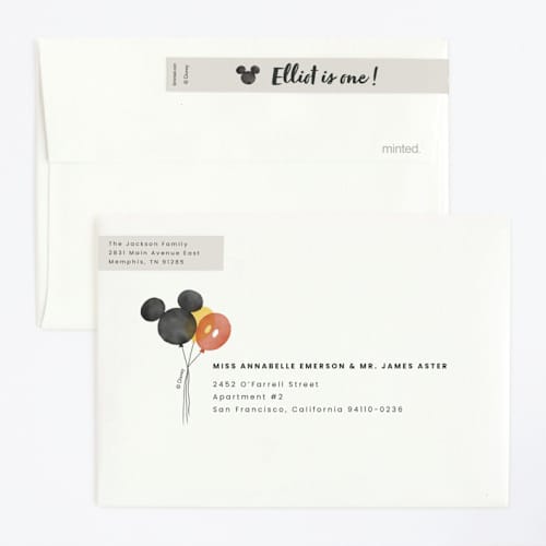 This is a cream kids birthday invitations with standard by Adelyn T. called disney's mickey balloon bunch printing on signature in standard