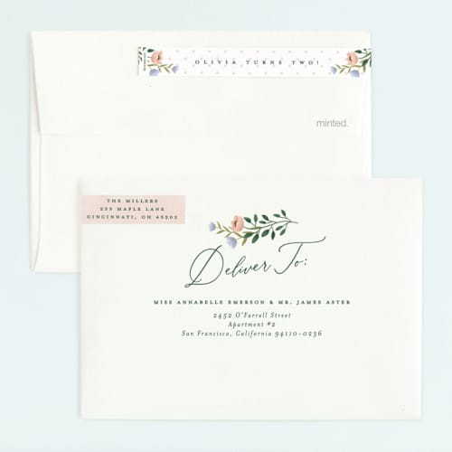 This is a clementine kids birthday invitations with standard by Susan Zinader called disney's minnie wildflower printing on signature in standard