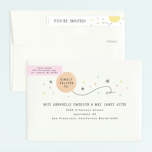 This is a cotton candy kids birthday invitations with standard by Jennifer Wick called details details printing on signature in standard