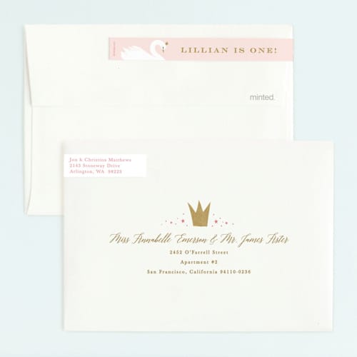 This is a ballet slipper kids birthday invitations with standard by Karidy Walker called sweet swan princess printing on signature in standard