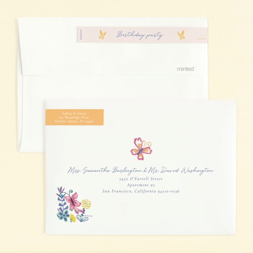 This is a vanilla kids birthday invitations with standard by Sabrin Deirani called magical fiesta printing on signature in standard