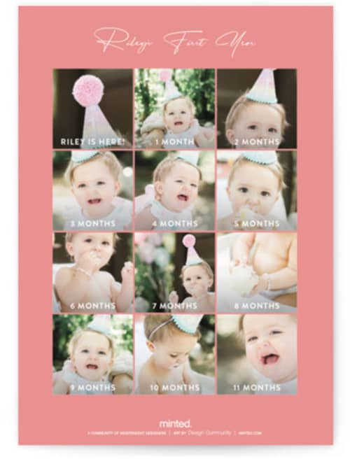 This is a peony kids birthday invitations with standard by fatfatin called polaroid big number 1 printing on signature in standard
