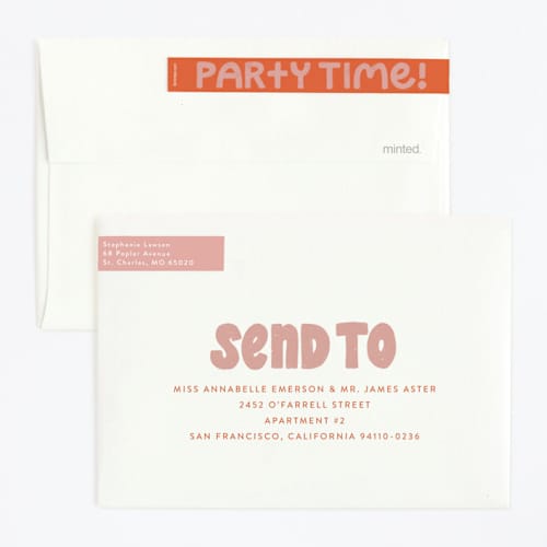 This is a bubble gum kids birthday invitations with standard by Jen Owens called a big one printing on signature in standard