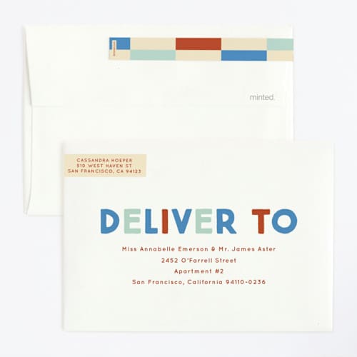 This is a frost kids birthday invitations with standard by Baumbirdy called blocks printing on signature in standard