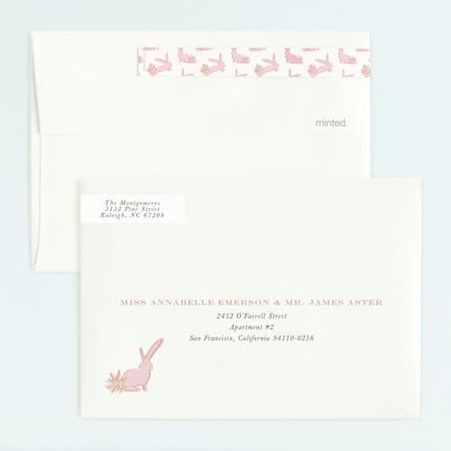 This is a peony kids birthday invitations with standard by Julie Murray called some bunny printing on signature in standard