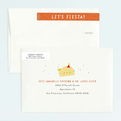 This is a spicy kids birthday invitations with standard by Itsy Belle Studio called 1st fiesta printing on signature in standard
