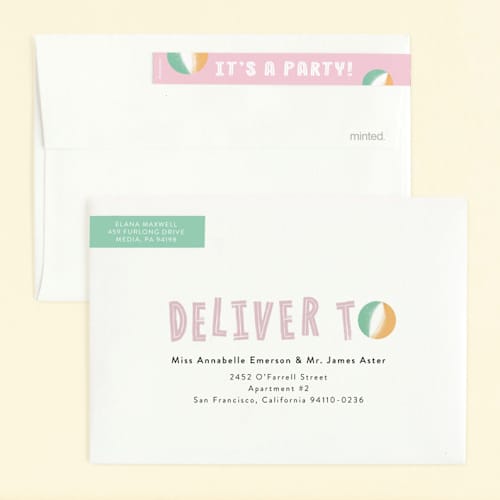 This is a cotton candy kids birthday invitations with standard by Beth Murphy called bobbing beachball printing on signature in standard