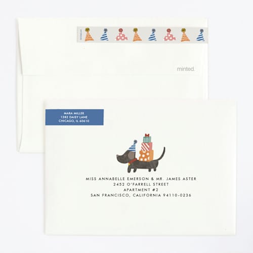 This is a classic kids birthday invitations with standard by Lehan Veenker called party puppers printing on signature in standard
