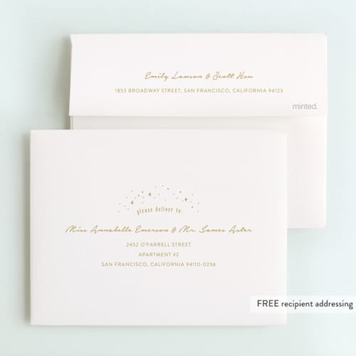This is a gold thank you cards with foil pressed by Angela Garrick called pixie printing on strathmore in standard