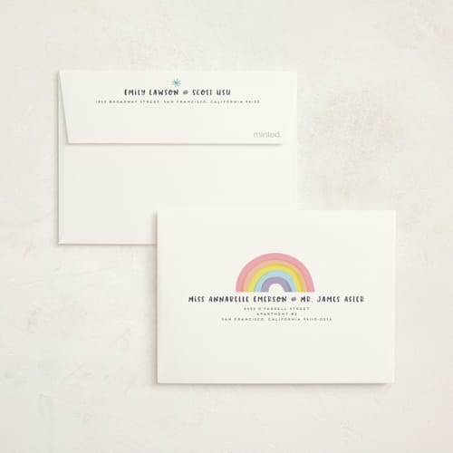 This is a bubblegum thank you cards with foil pressed by peetie design called unicorno printing on strathmore in standard