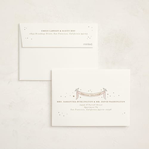This is a cotton thank you cards with foil pressed by Jenna Holcomb called storybook safari printing on strathmore in standard