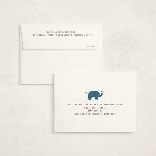 This is a mint thank you cards with foil pressed by Teju Reval called first ever birthday printing on strathmore in standard