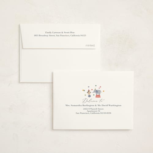 This is a honey thank you cards with foil pressed by Cubeely Paris called a little circus celebration printing on strathmore in standard