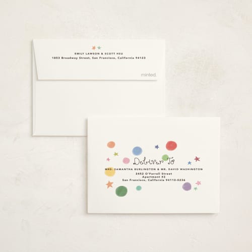 This is a confetti thank you cards with foil pressed by Creo Study called birthday maximalism printing on strathmore in standard