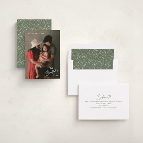 This is a snow photo christmas cards with standard by Hooray Creative called sans and signature printing on recycled smooth signature in standard