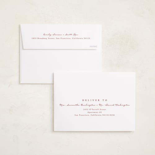 This is a poinsettia photo christmas cards with standard by Brianne Larsen called simple five printing on recycled smooth signature in standard