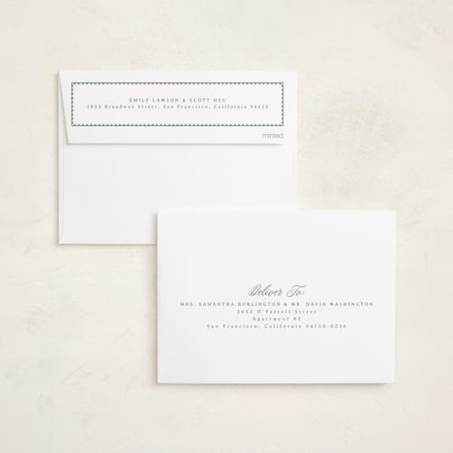 This is a wintermint photo christmas cards with standard by Everett Paper Goods called gingham fleur printing on recycled smooth signature in standard