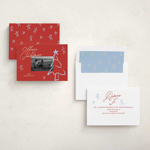 This is a holly berry photo christmas cards with standard by Vera Lim called the tree printing on recycled smooth signature in standard
