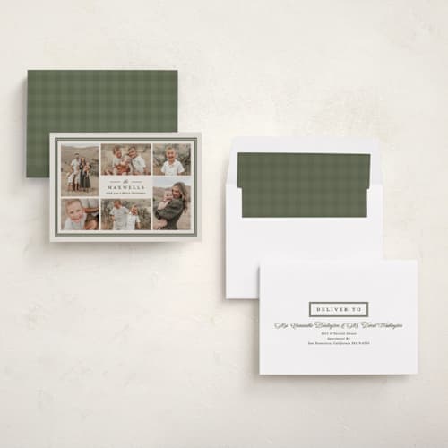 This is a pine photo christmas cards with standard by Brianne Larsen called framed name printing on recycled smooth signature in standard