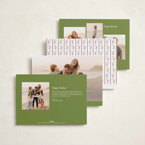 This is a garland photo christmas cards with standard by Susan Moyal called petite holiday vine printing on recycled smooth signature in standard