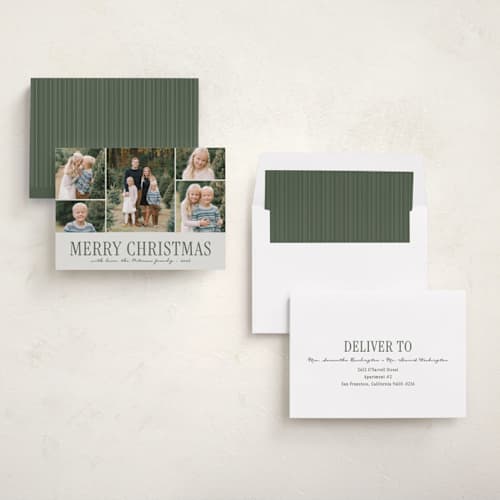 This is a pine photo christmas cards with standard by Brianne Larsen called modern five printing on recycled smooth signature in standard