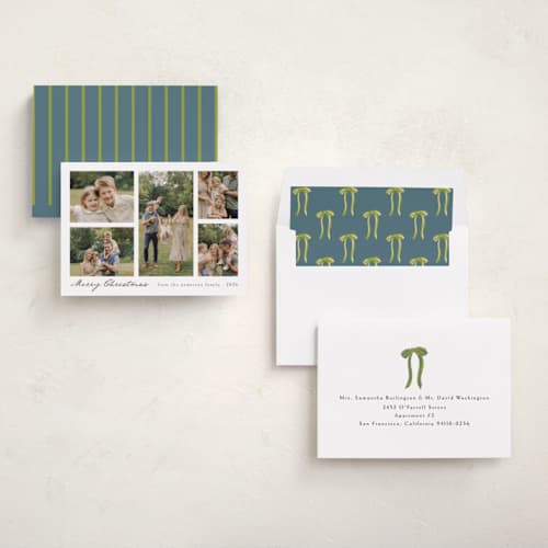 This is a walnut photo christmas cards with standard by Chris Griffith called holiday family printing on recycled smooth signature in standard